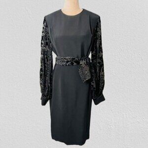 Vintage 80's Bishop Sleeve Burnout Velvet Cocktail Dress Julie & Leonard